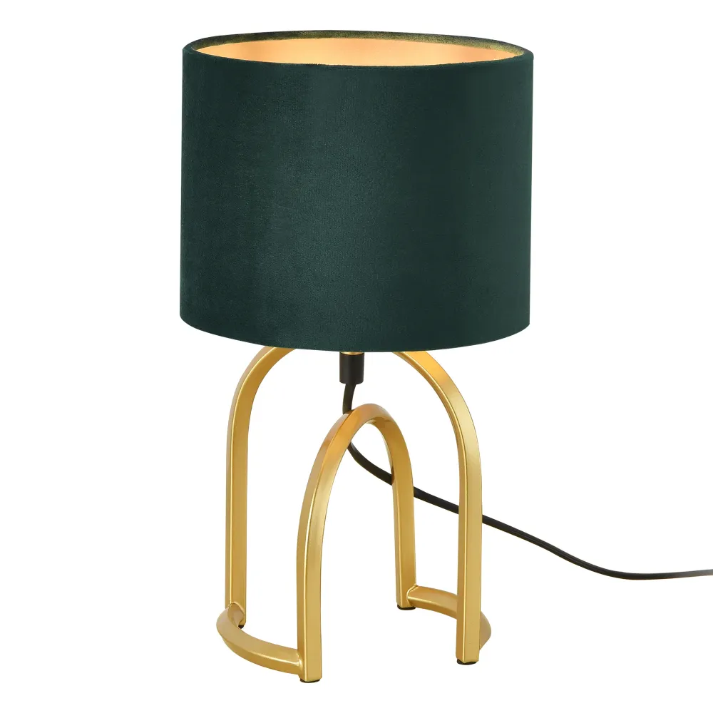 Lampe de table métal tissu synthétique 34 x 18 x 18 cm or vert foncé 03_0007404