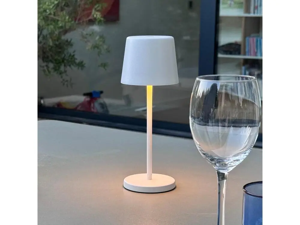 Portatif lampe de table KELLY MINI Blanc aluminium H22cm Résistant au gel