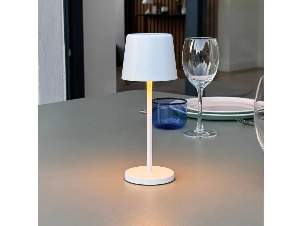 Portatif lampe de table KELLY MINI Blanc aluminium H22cm Résistant au gel