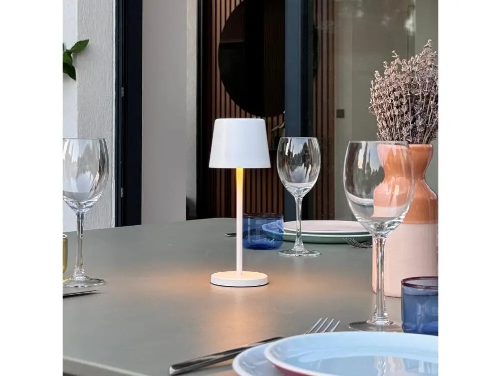 Portatif lampe de table KELLY MINI Blanc aluminium H22cm Résistant au gel