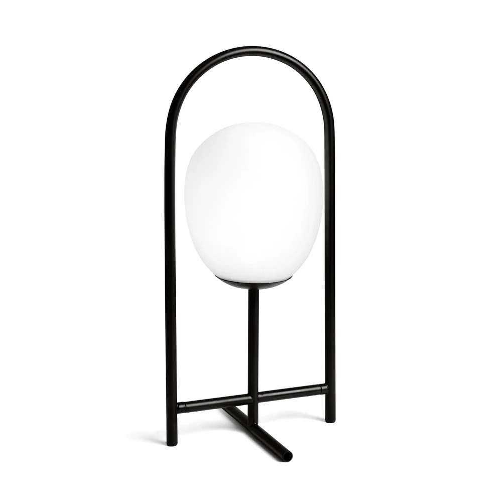 Abat-jour conique Lampe de table Drop, verre opale, cadre noir