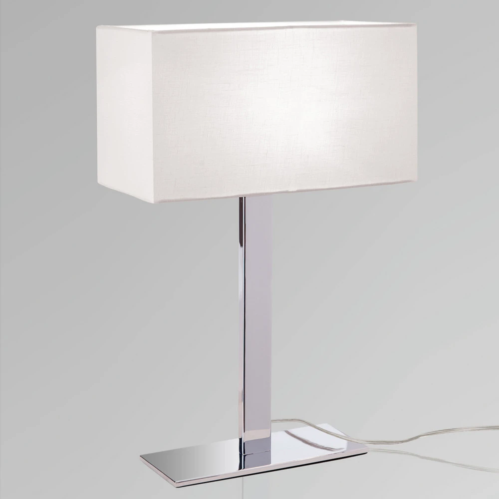 Abat-jour en tissu Lampe à poser Grigor à abat-jour en lin blanc