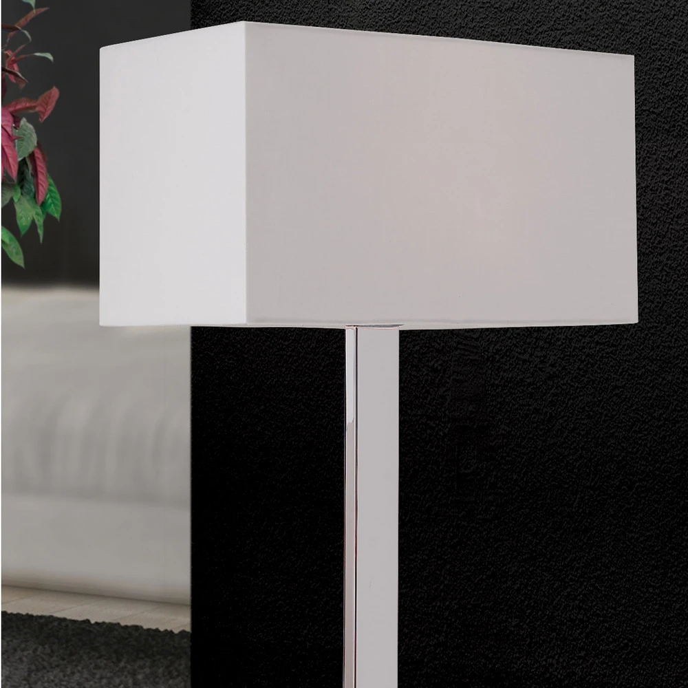 Abat-jour en tissu Lampe à poser Grigor à abat-jour en lin blanc