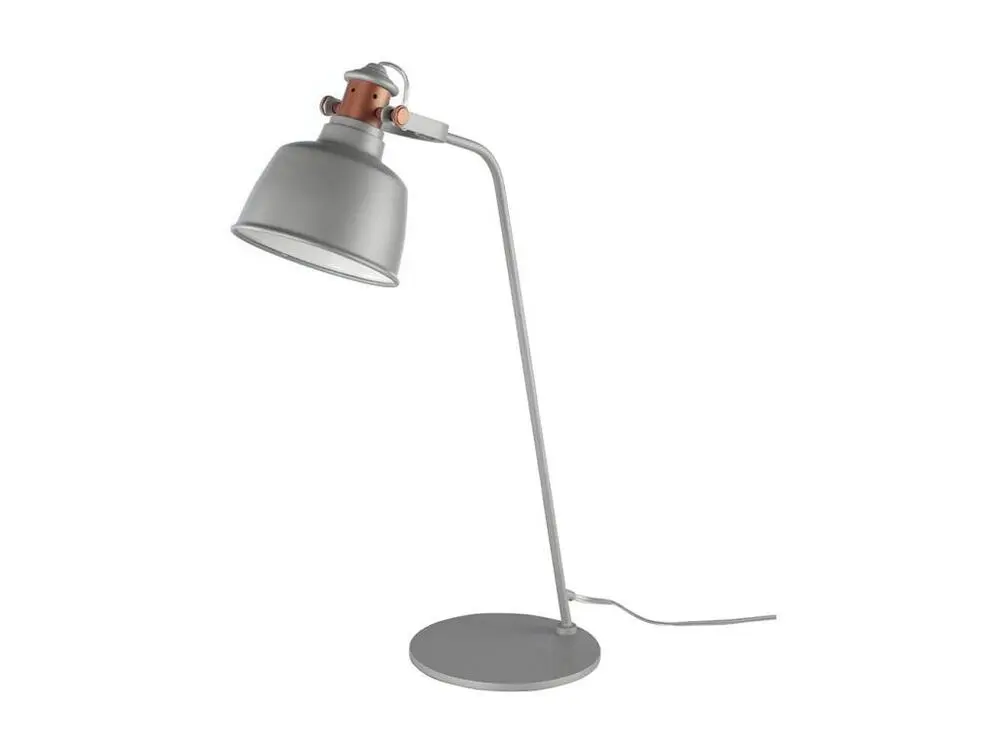 ANGEL CERDA Lampe de table en acier époxy gris et détails en cuivré foncé