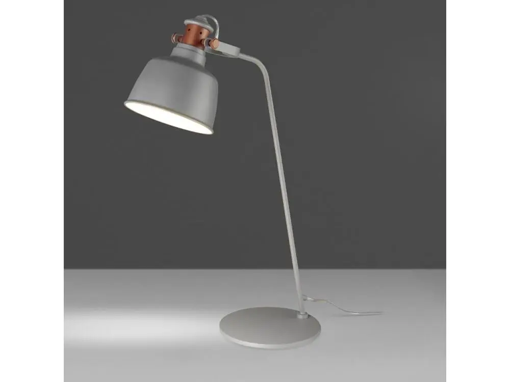 ANGEL CERDA Lampe de table en acier époxy gris et détails en cuivré foncé