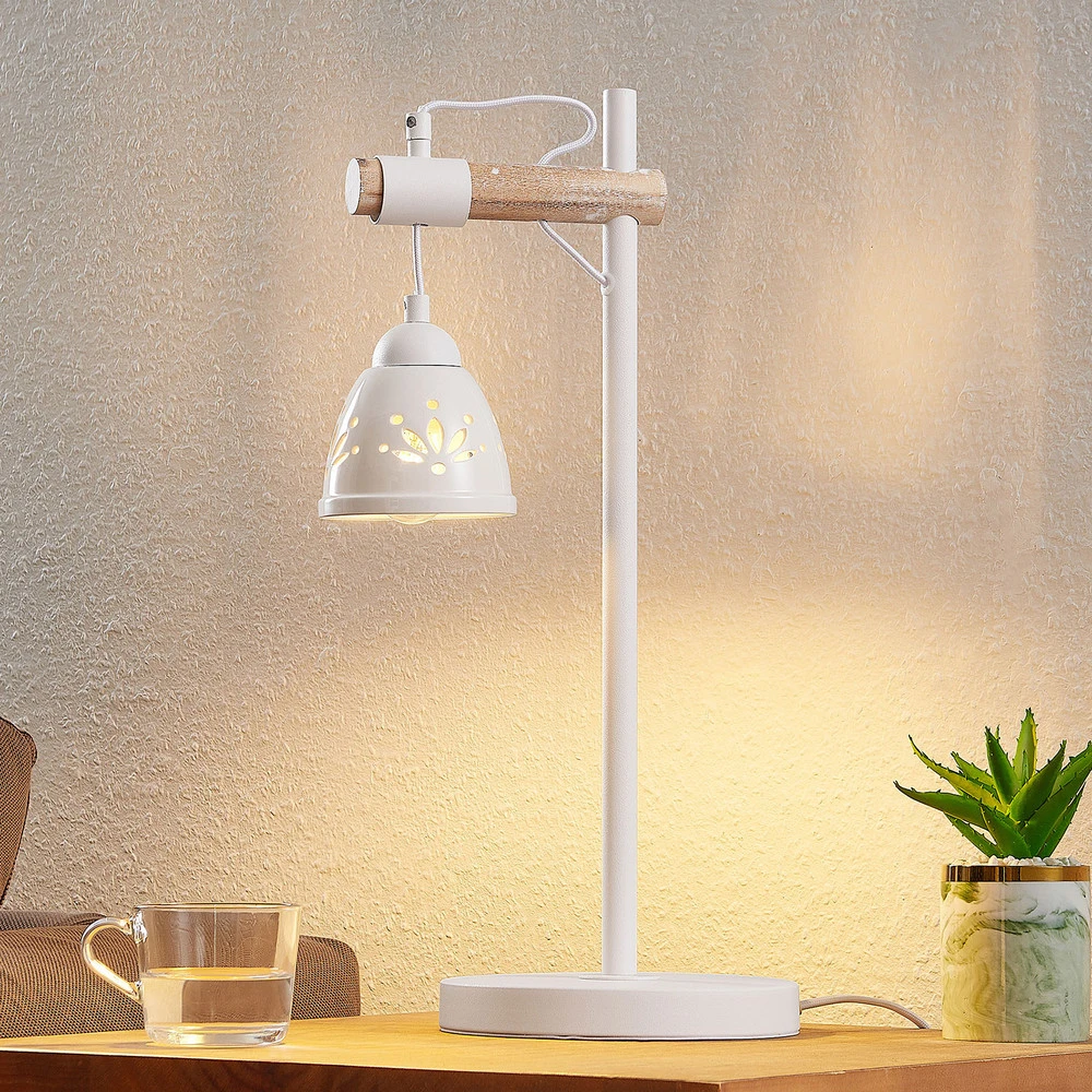 Éco-Énergétique Lindby Pimana lampe à poser abat-jour céramique