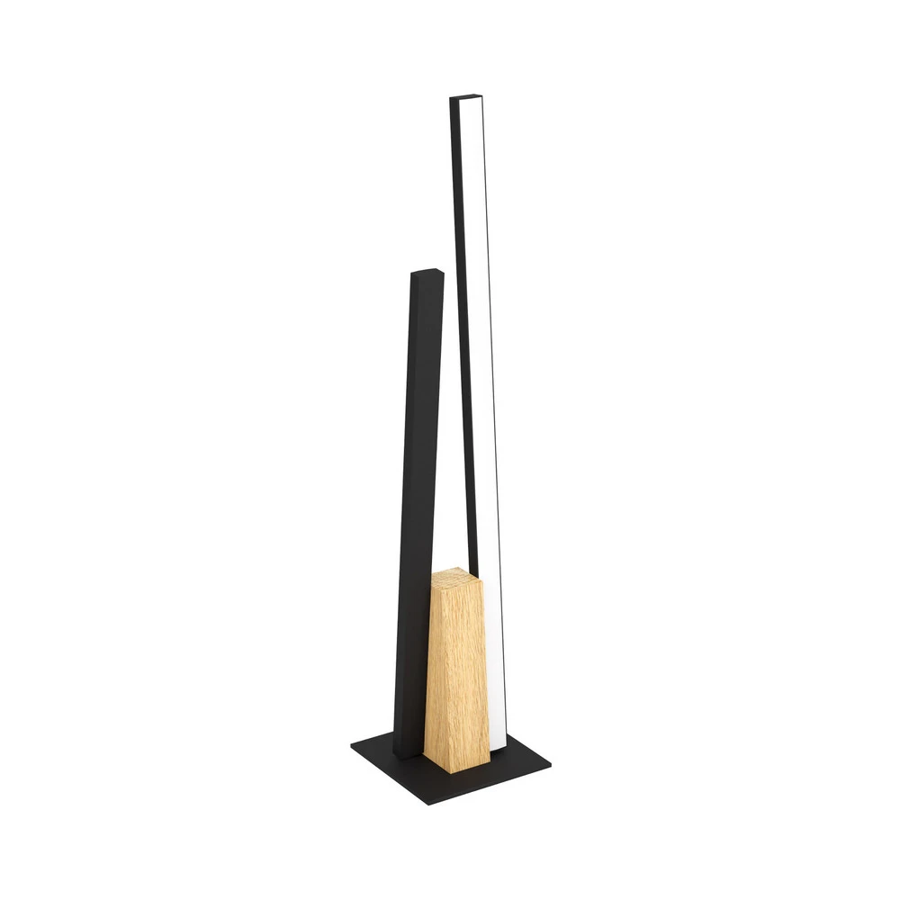 Design Contemporain Lampe de table LED Panagria, noir avec détails en bois