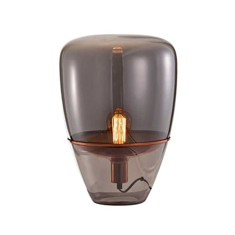 Haute Qualité Lampe de table de chevet conique en verre de style design, lampe à ampoule particulier pour le salon