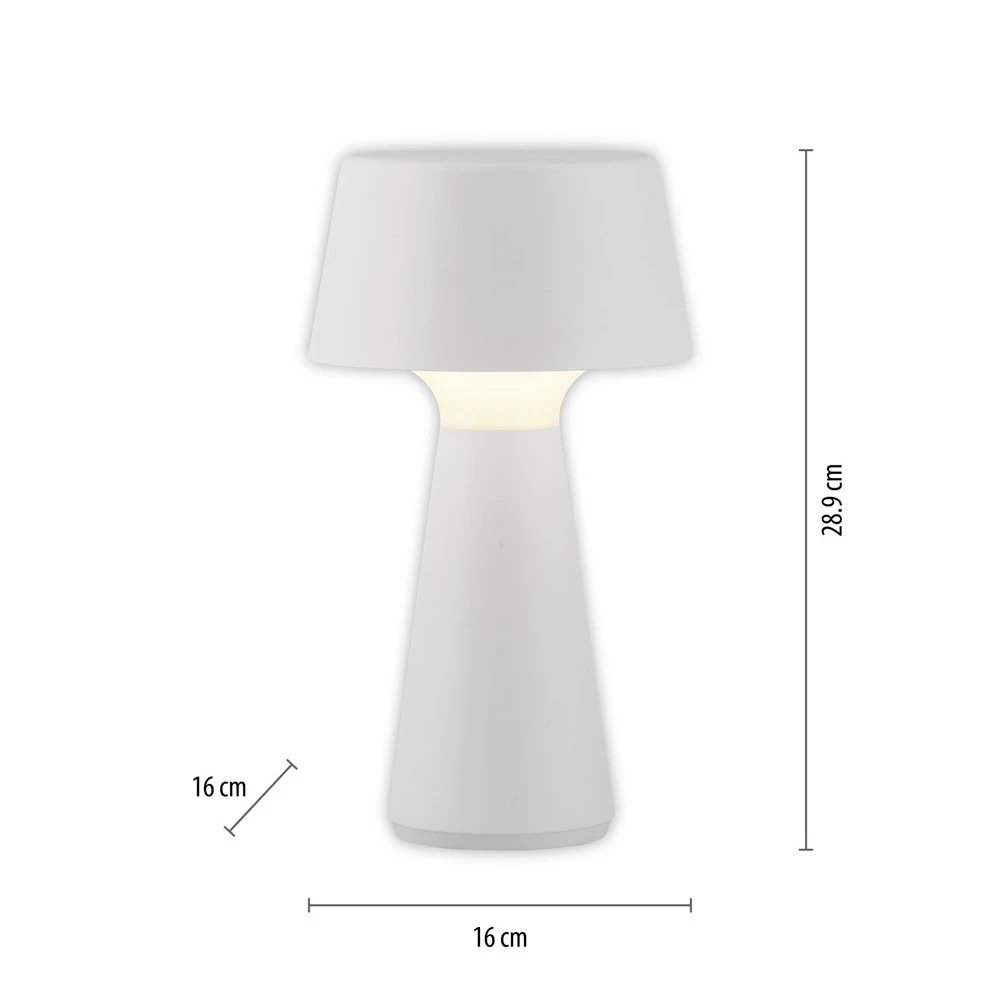 JUST LIGHT. Lampe de table LED à autonomie renouvelable Abera blanc Plastique IP54