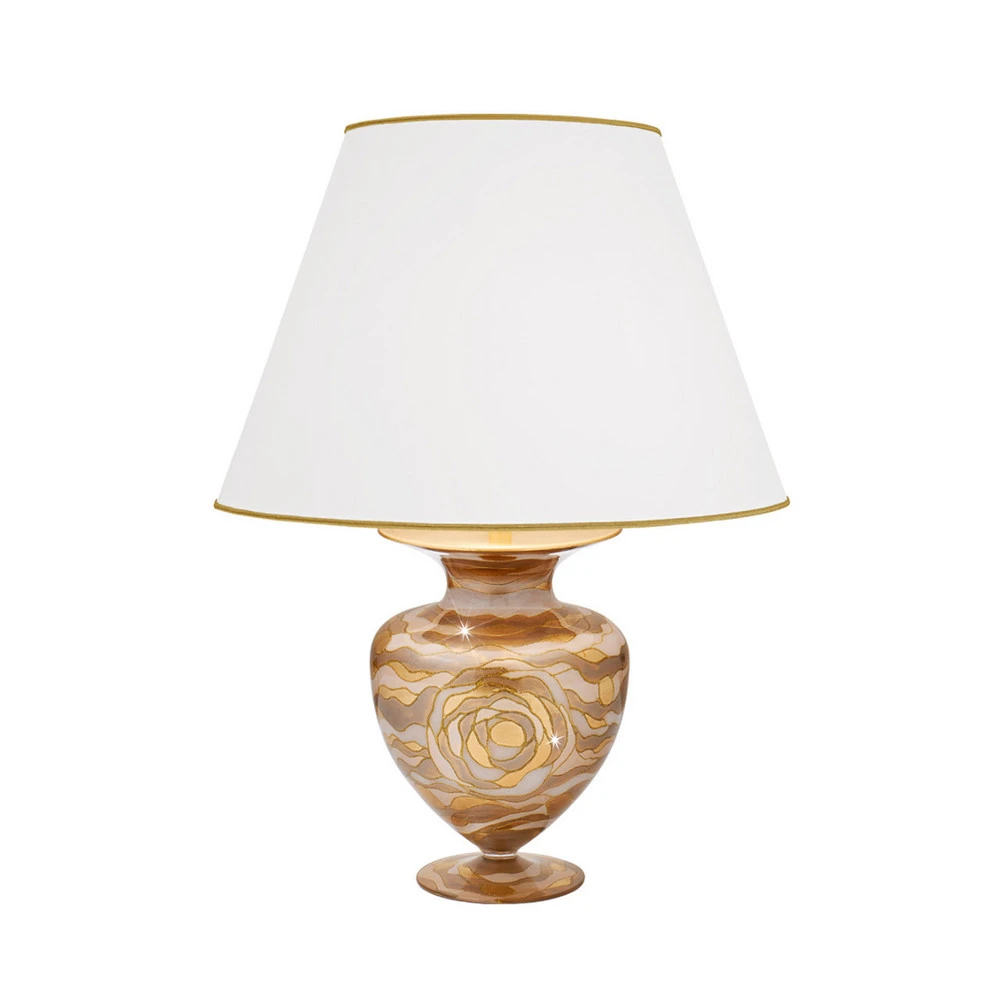KOLARZ Lampe de table Anfora, crème, hauteur 65 cm, verre pour intérieur moderne