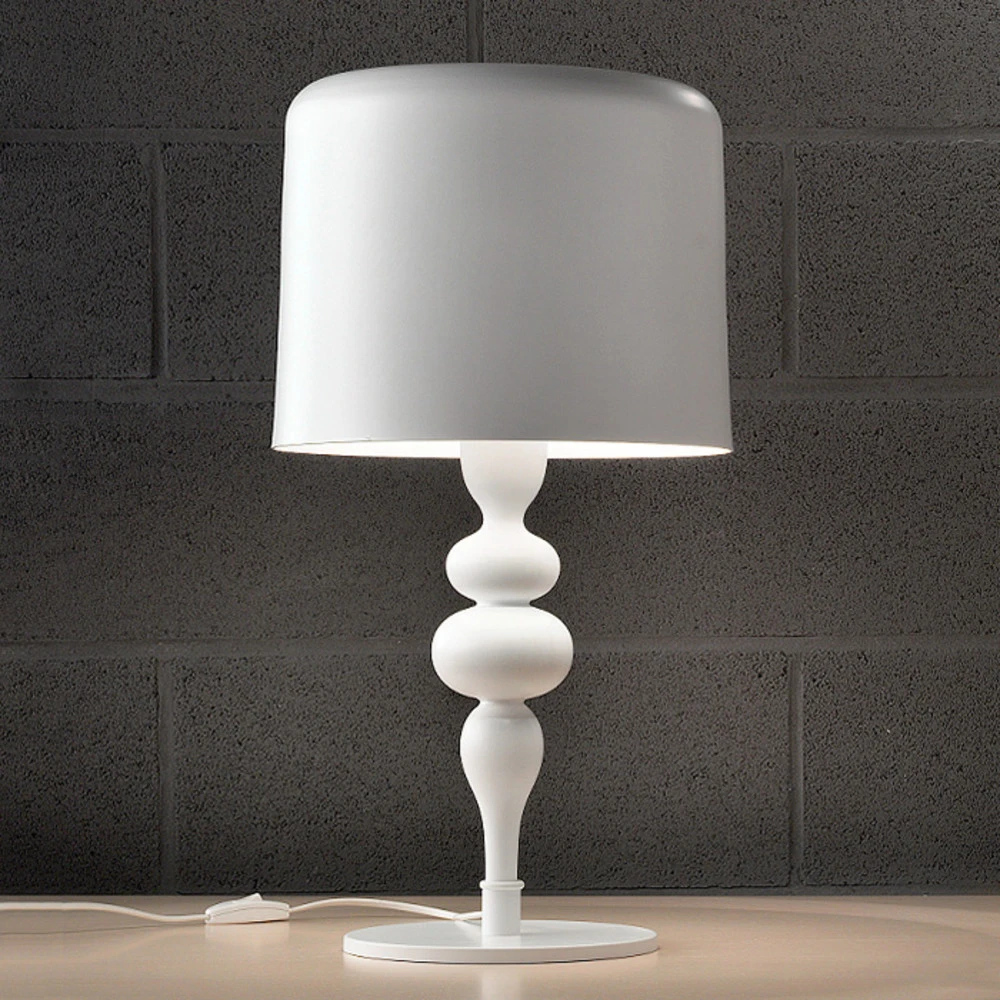 Lampe à poser Eva TL3+1G 75 cm, blanche avec câble textile