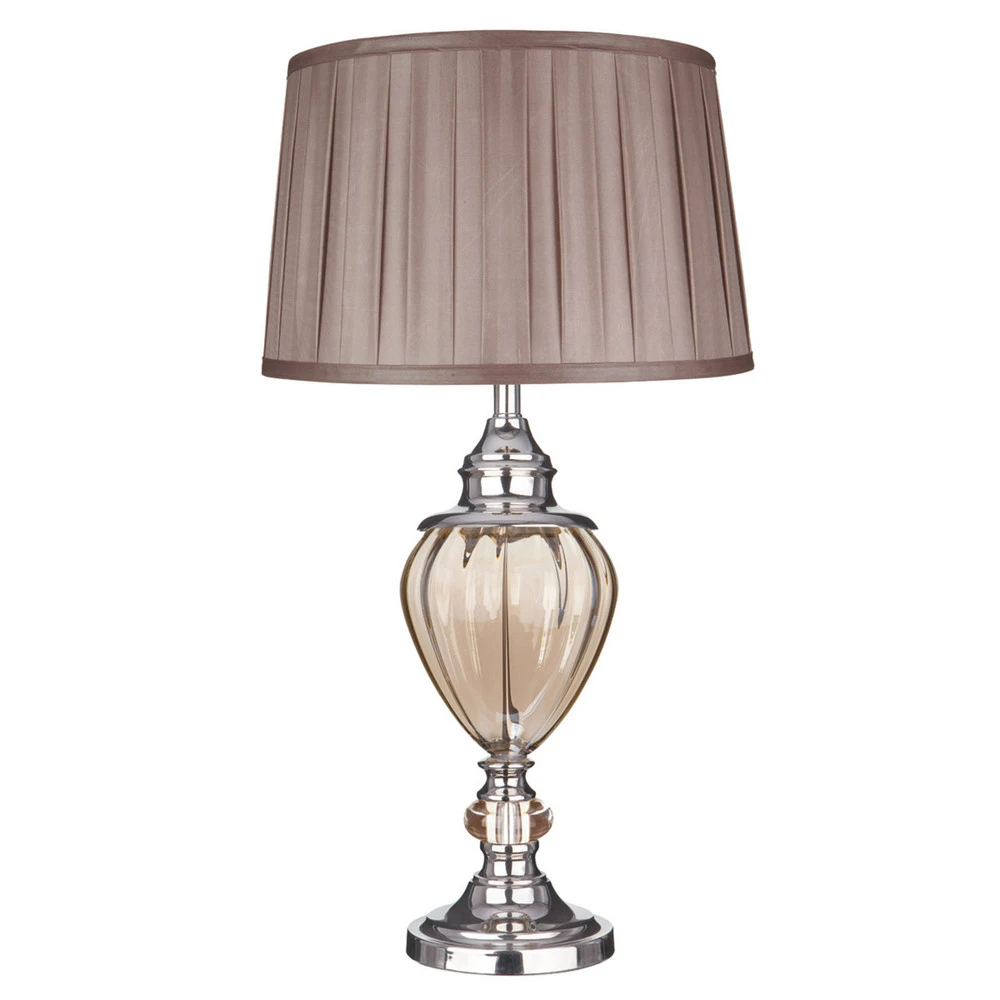 Lampe à poser Greyson avec abat-jour en tissu brun en papier artisanal