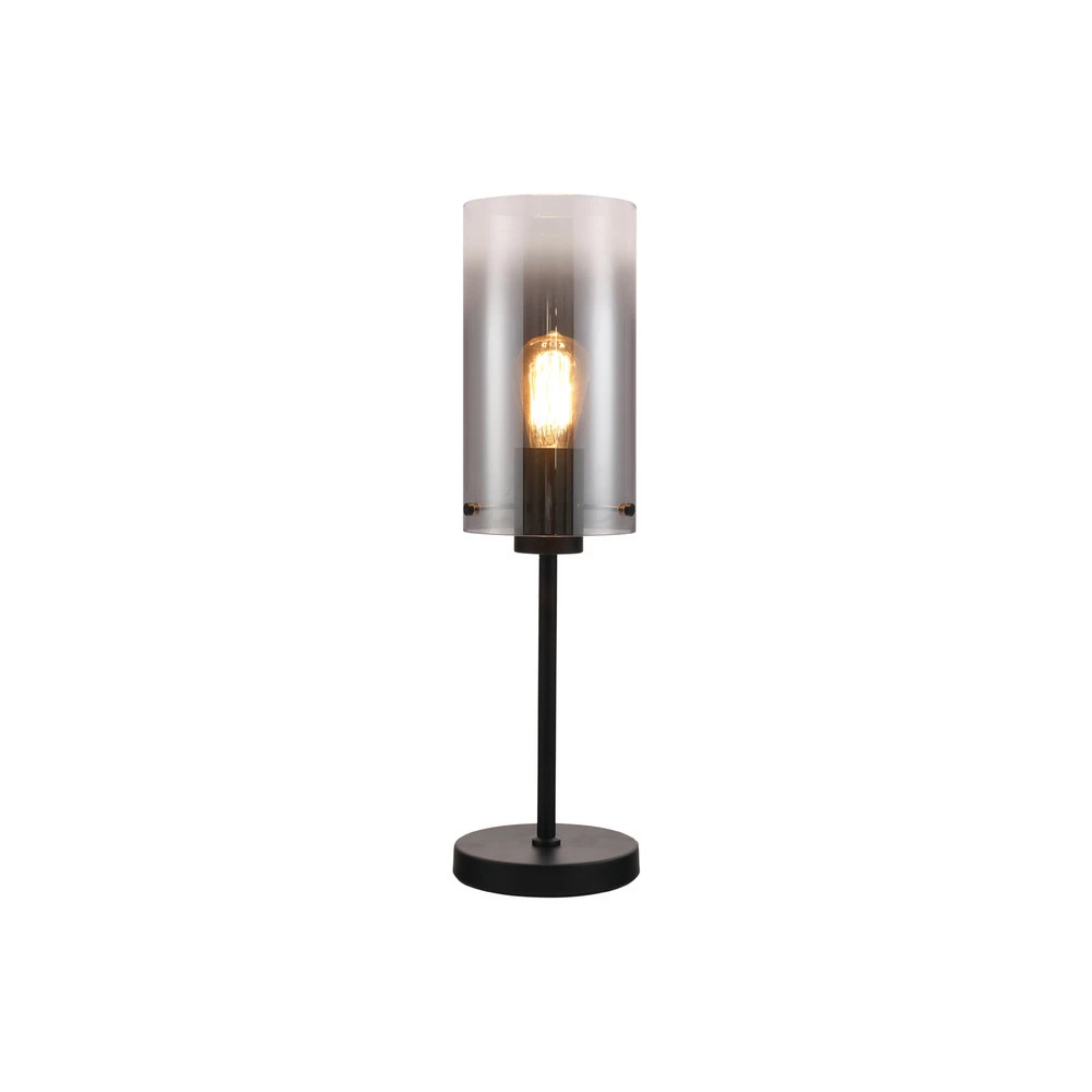 Lampe à poser Lampe de table Ventotto, noir/fumée, hauteur 57 cm, métal/verre