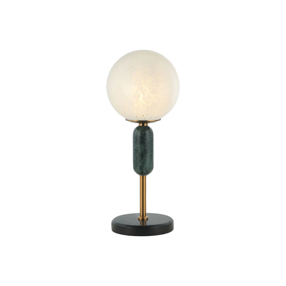 Lampe à poser Polly abat-jour en verre, marbre en papier artisanal