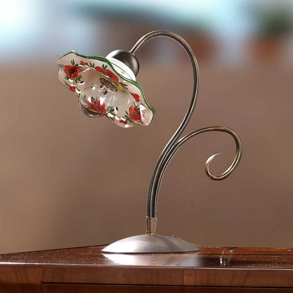 Lampe à poser ROSOLACCI avec abat-jour en céramiqu pour salon et chambre