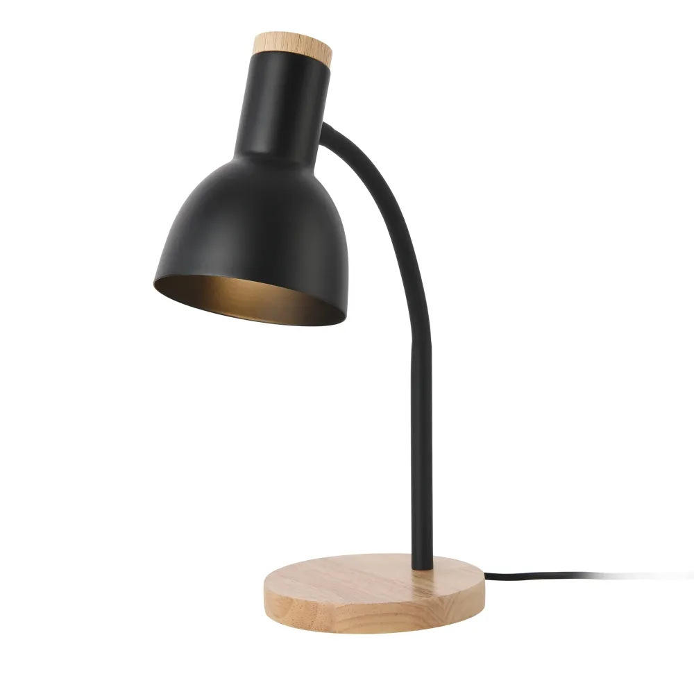 Lampe de table abat-jour 17 x 12 cm effet bois noir 03_0009551 avec douille E27