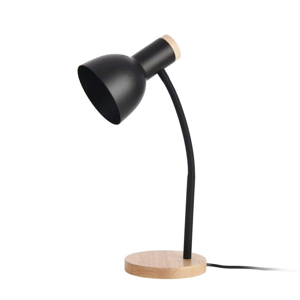 Lampe de table abat-jour 17 x 12 cm effet bois noir 03_0009551 avec douille E27