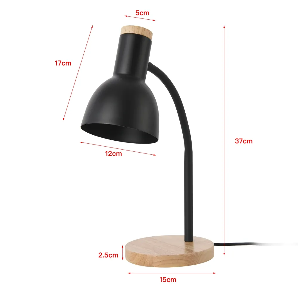 Lampe de table abat-jour 17 x 12 cm effet bois noir 03_0009551 avec douille E27