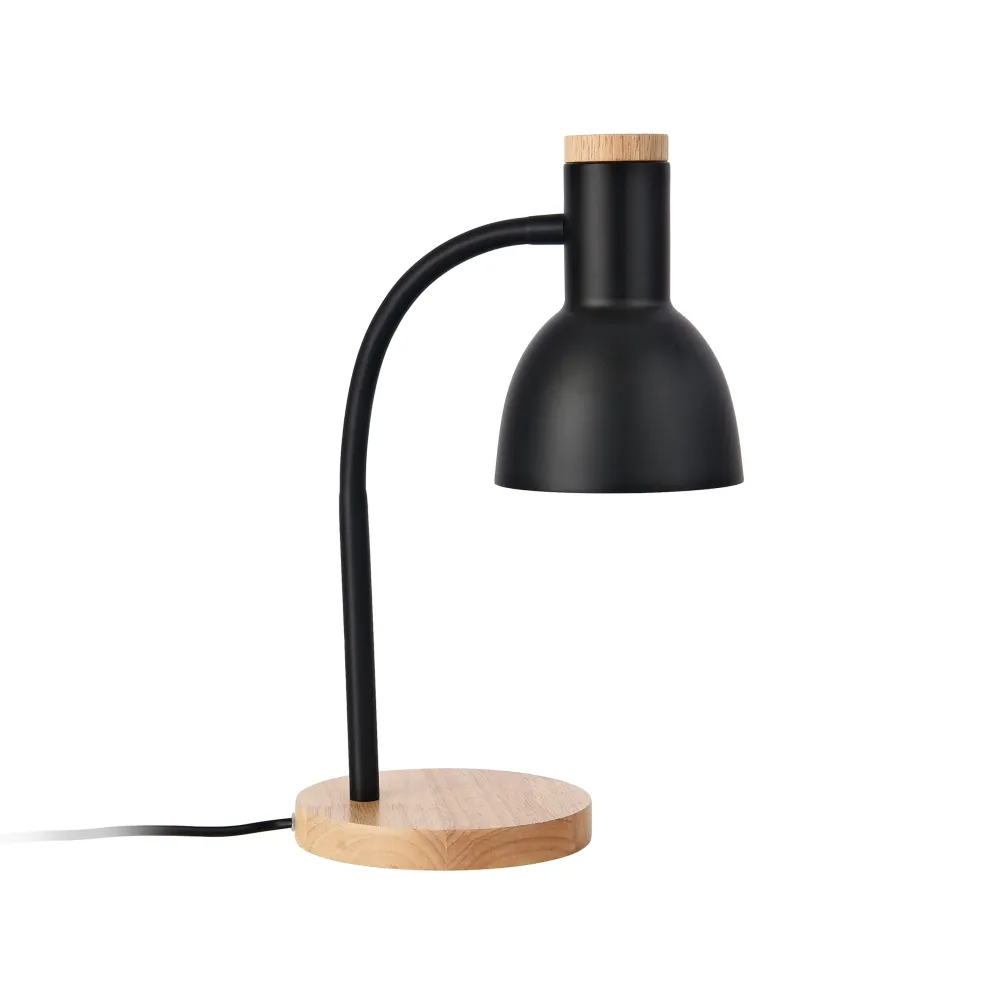 Lampe de table abat-jour 17 x 12 cm effet bois noir 03_0009551 avec douille E27