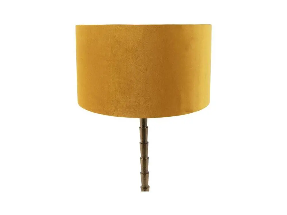 Lampe de table Art Déco avec abat-jour en velours jaune 35 cm - Pisos avec Abat-Jour Inclus