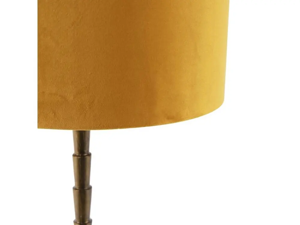 Lampe de table Art Déco avec abat-jour en velours jaune 35 cm - Pisos avec Abat-Jour Inclus