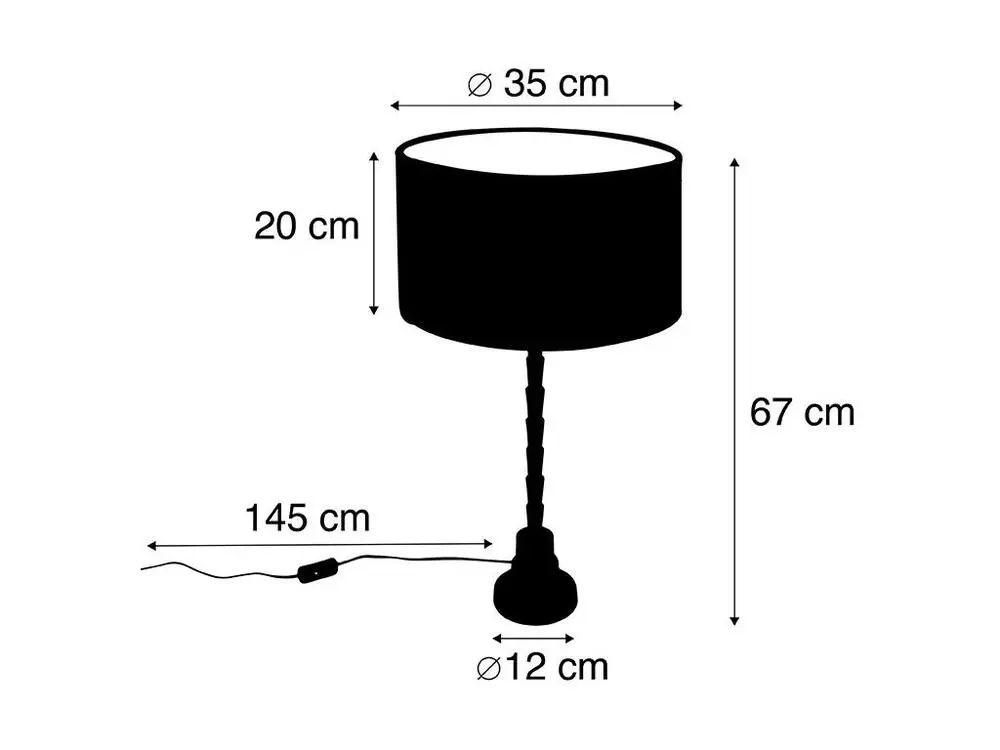Lampe de table Art Déco avec abat-jour en velours jaune 35 cm - Pisos avec Abat-Jour Inclus