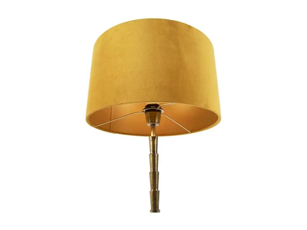 Lampe de table Art Déco avec abat-jour en velours jaune 35 cm - Pisos avec Abat-Jour Inclus