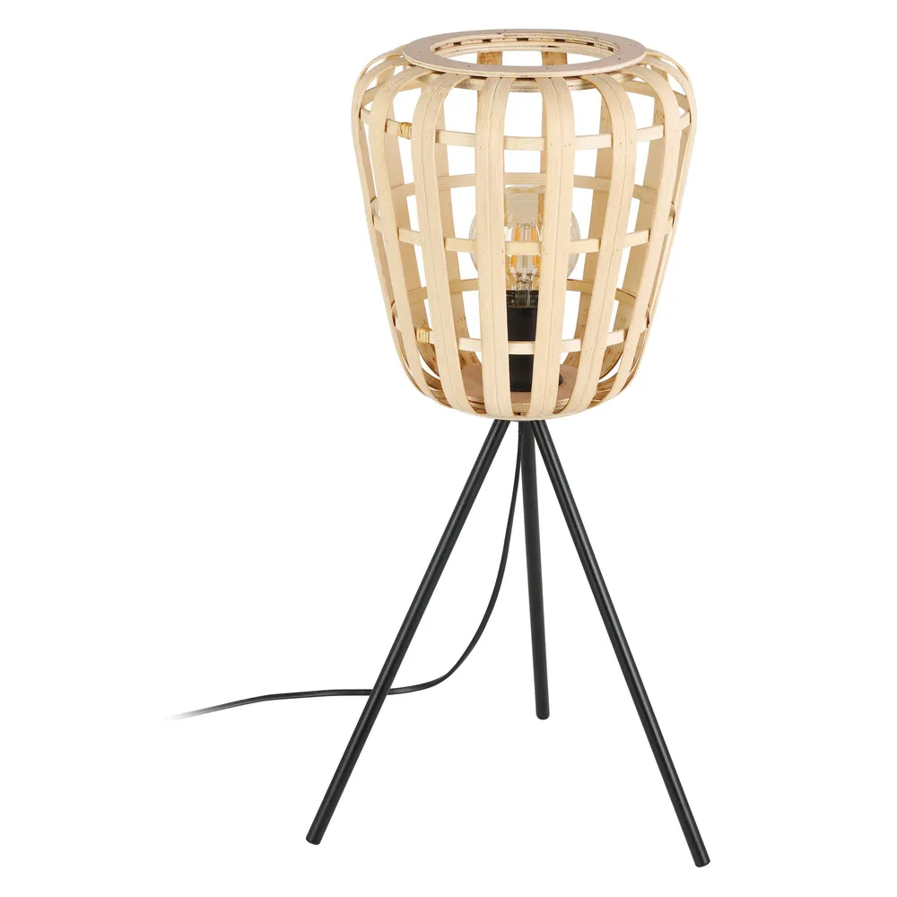 Lampe de table bambou naturel MONTEZUELO E27 1X40W avec Abat-Jour Inclus