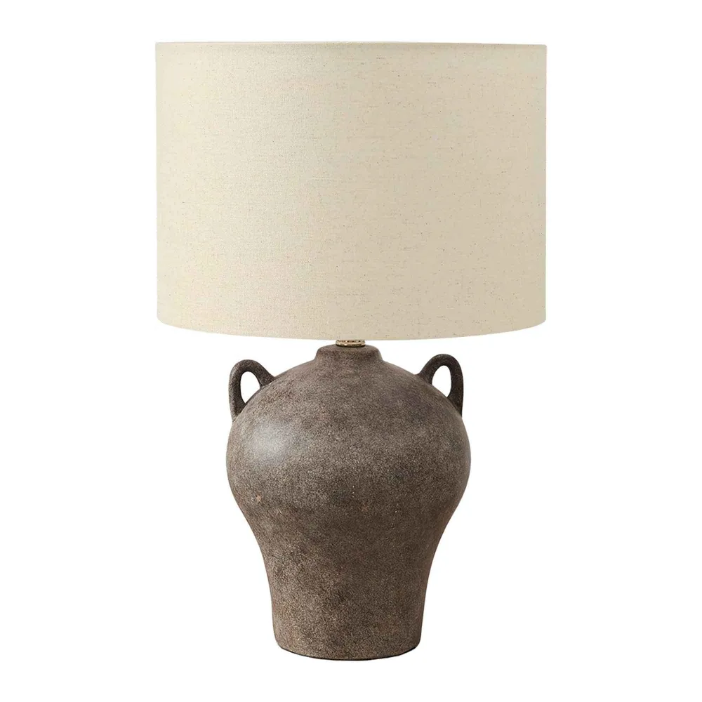 Lampe de table en céramique avec abat-jour, 22,25'' (brun et crème en papier artisanal