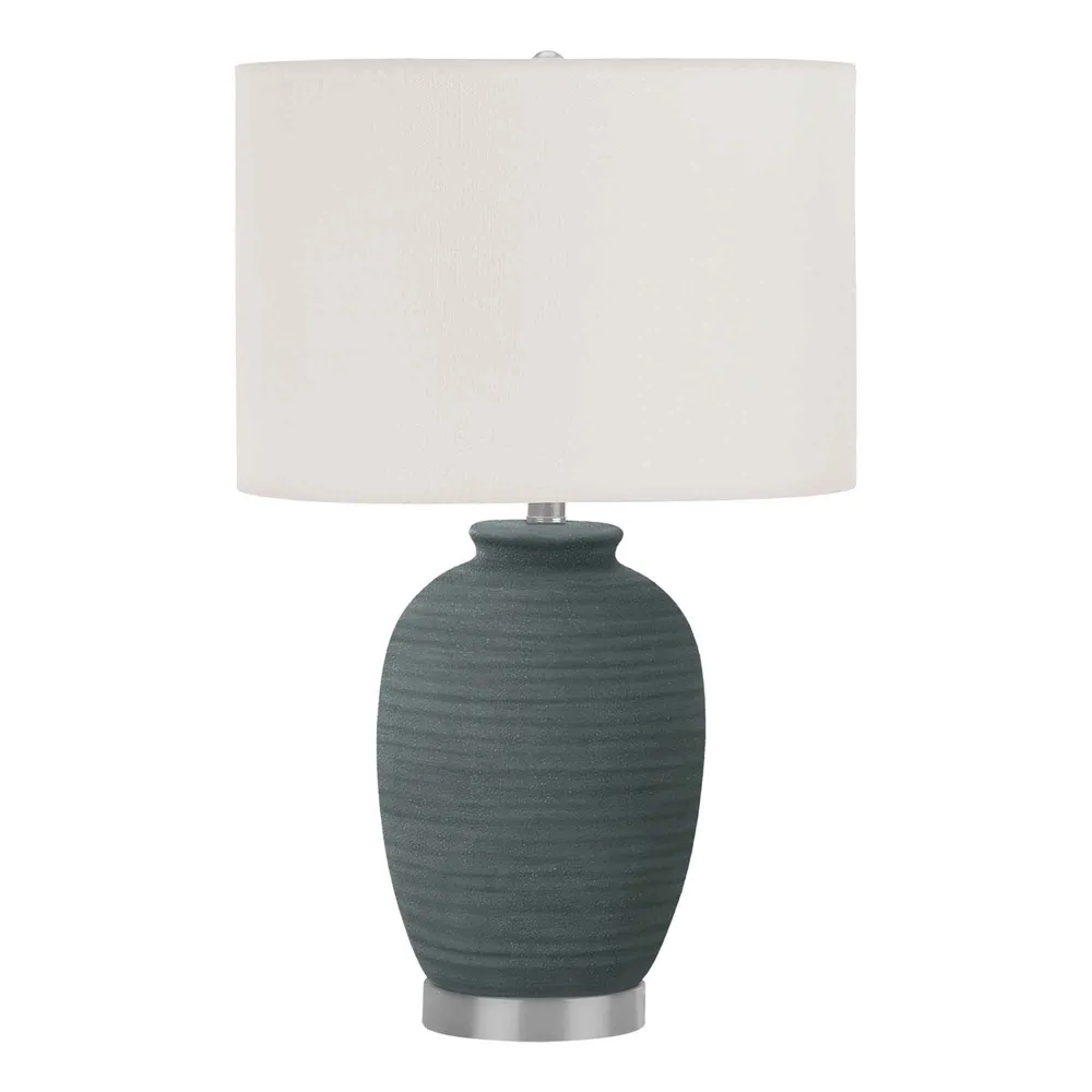 Lampe de table en céramique bleue avec abat-jour ivoire, 24" en papier artisanal