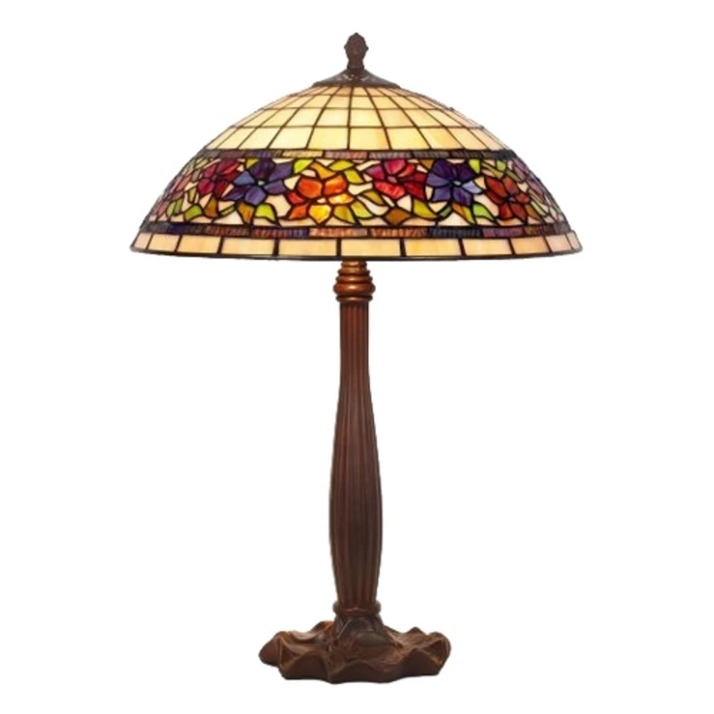 Lampe de table Flora style Tiffany, ouverte en bas, 64cm pour décoration intérieure