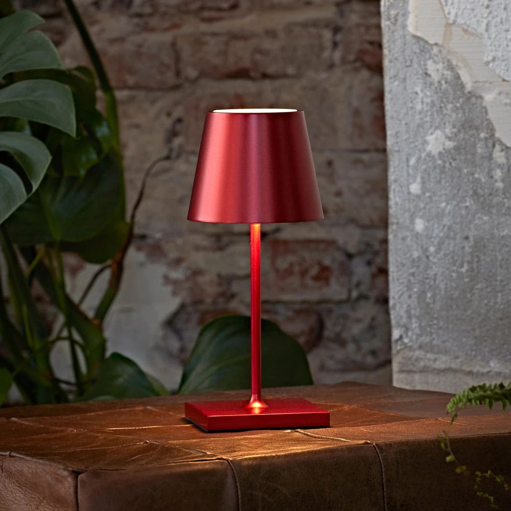 Lampe de table LED accumulateur Nuindie mini, Easy Connect, rouge, en papier artisanal