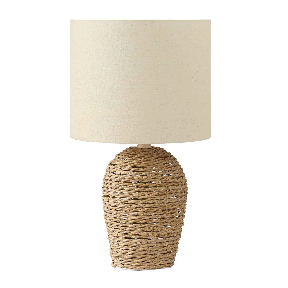 Lampe de table en rotin naturel avec abat-jour, 16,5'' (naturel et crème