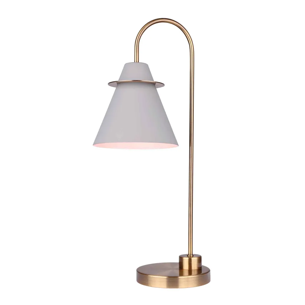 Lampe de table Talia à 1 lumière avec abat-jour gris, or pour éclairage d'ambiance