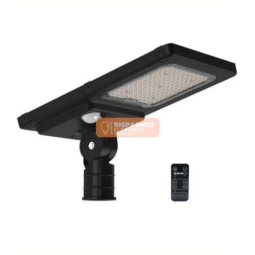 LAMPIONE LED IBRIDO SJH40 IP65 TESTA PALO – 40 W, 6600 LM, SOLARE+230 V CON TELECOMANDO