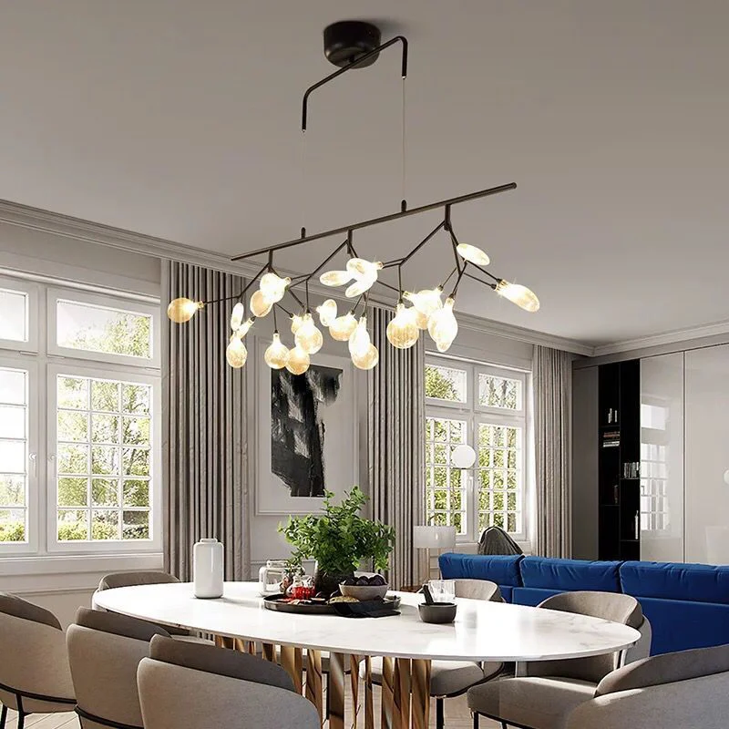 Luminaire suspendu en forme d'île luciole ramifiée, luminaire de plafond en verre clair de Style nordique pour salle à manger