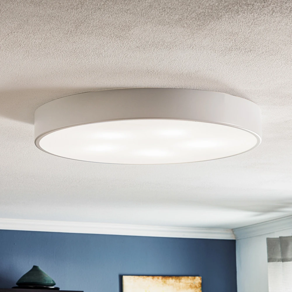 Plafonnier Cleo, Ø 60 cm, IP20, blanc, métal, E27 pour plafonds suspendus
