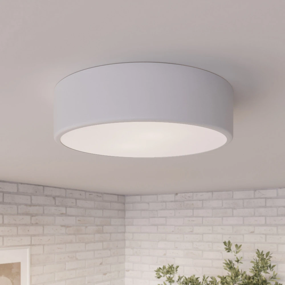 Plafonnier Cleo, Ø 30 cm, IP20, blanc, métal, E27 Sans outil d'installation