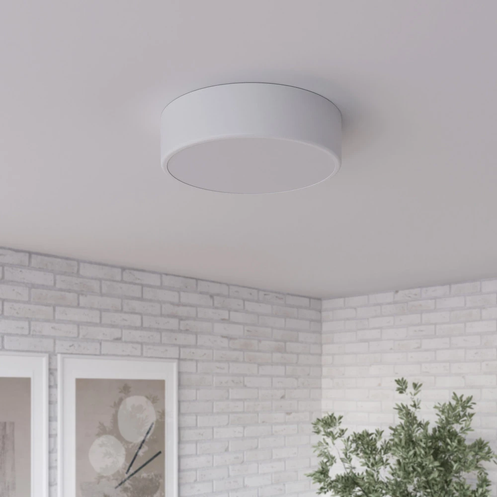 Plafonnier Cleo, Ø 30 cm, IP20, blanc, métal, E27 Sans outil d'installation