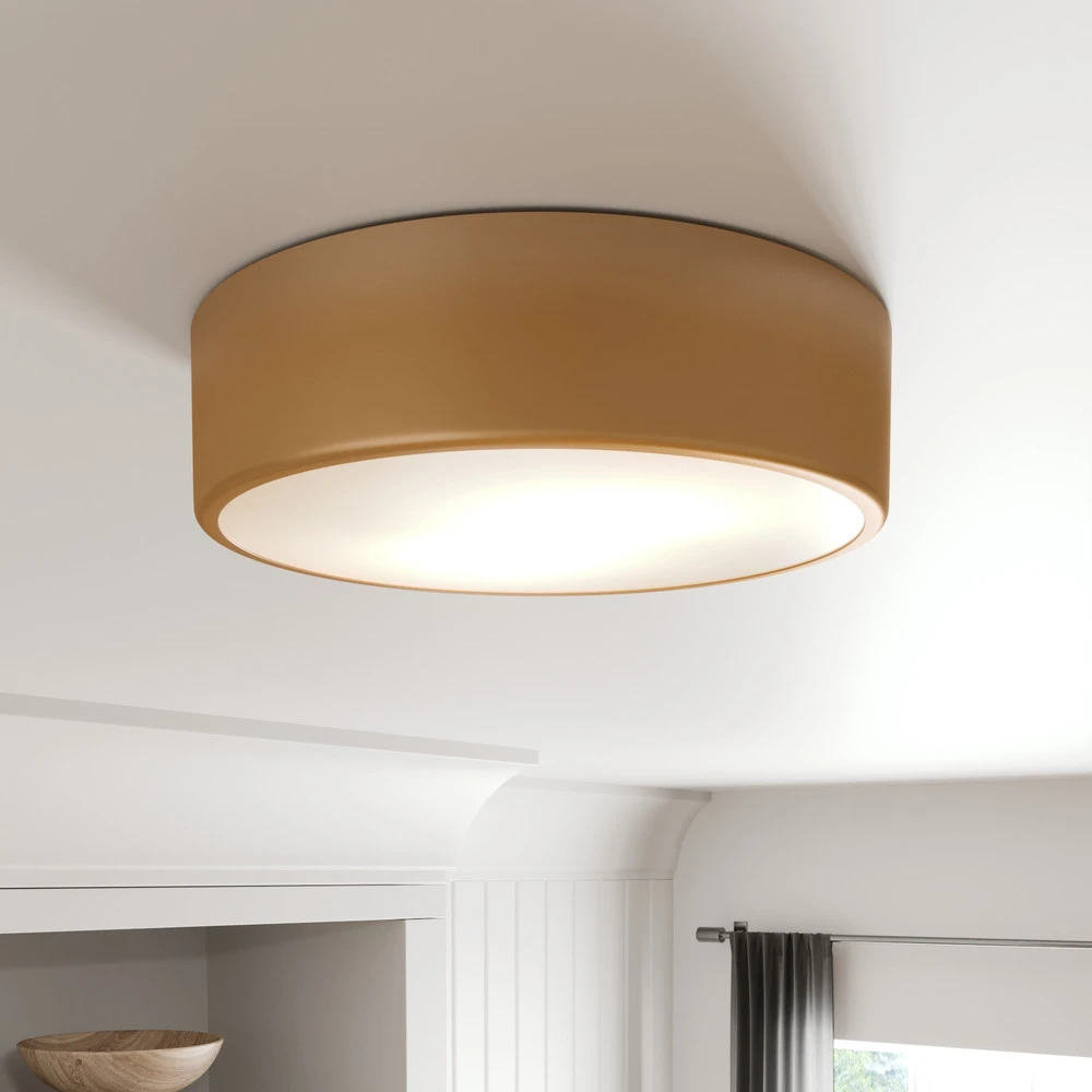 Plafonnier Cleo, Ø 30 cm, IP20, doré, métal, E27 pour entrée et couloir