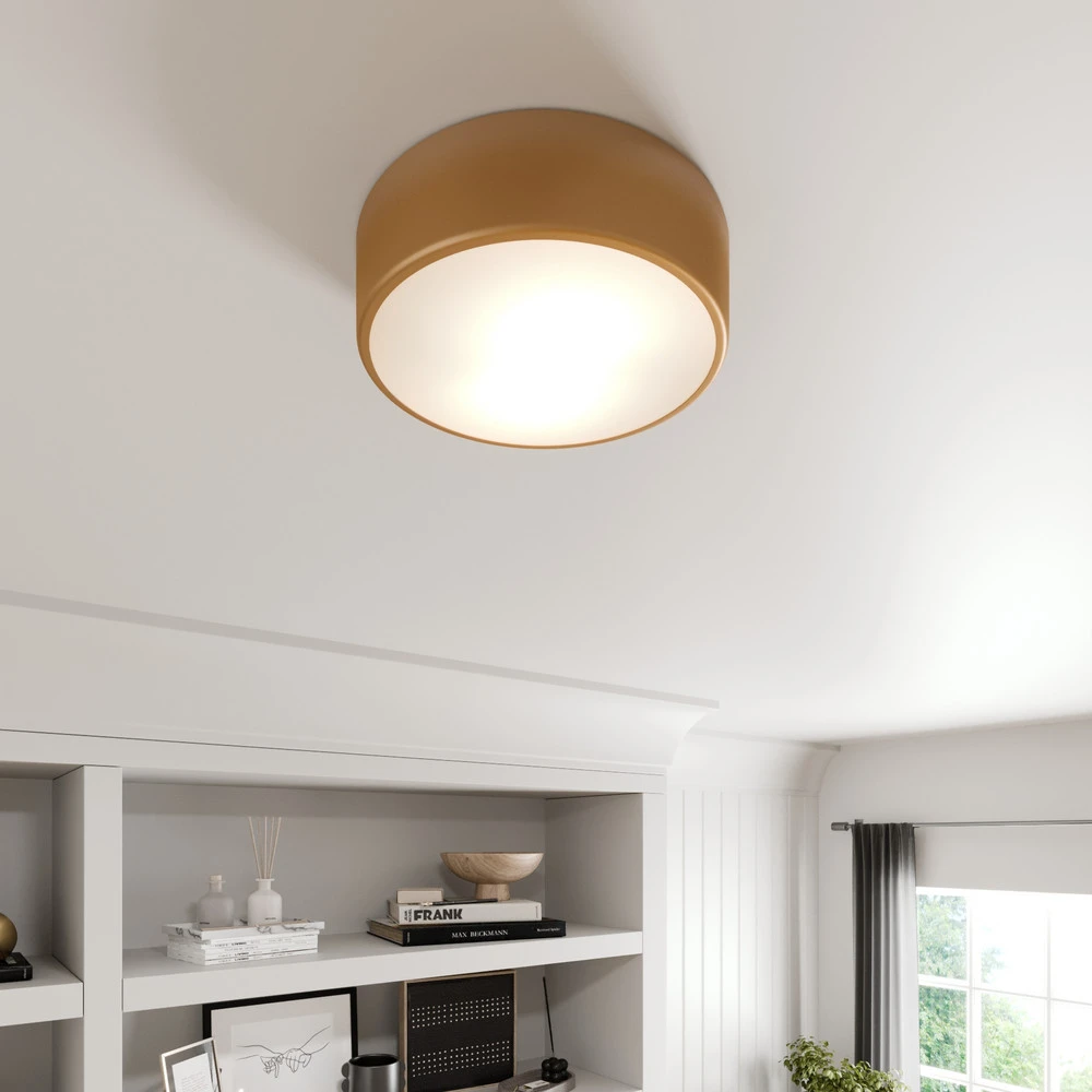 Plafonnier Cleo, Ø 30 cm, IP20, doré, métal, E27 pour entrée et couloir