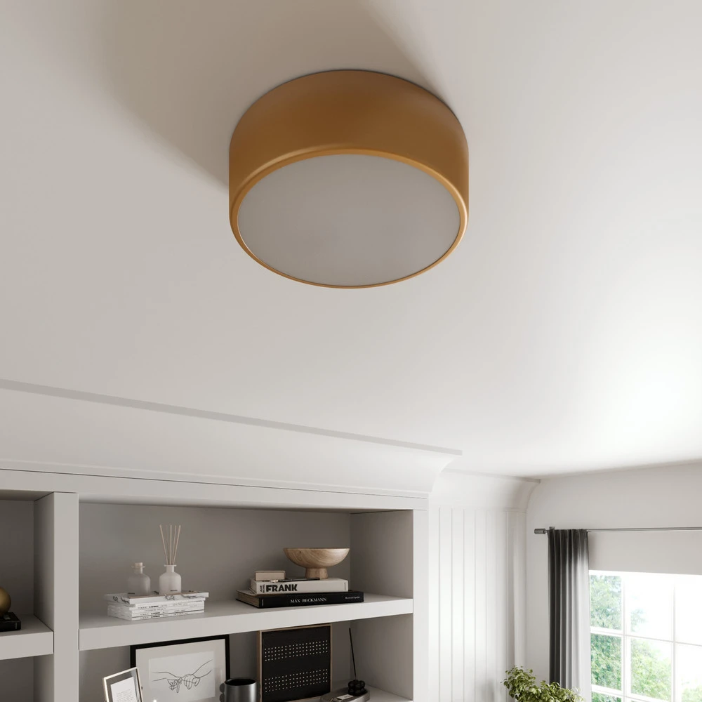 Plafonnier Cleo, Ø 30 cm, IP20, doré, métal, E27 pour entrée et couloir