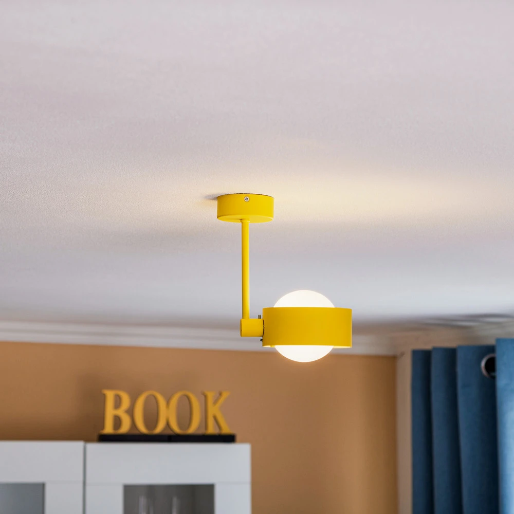 Plafonnier Mado en acier, jaune, à une lampe pour plafonds suspendus