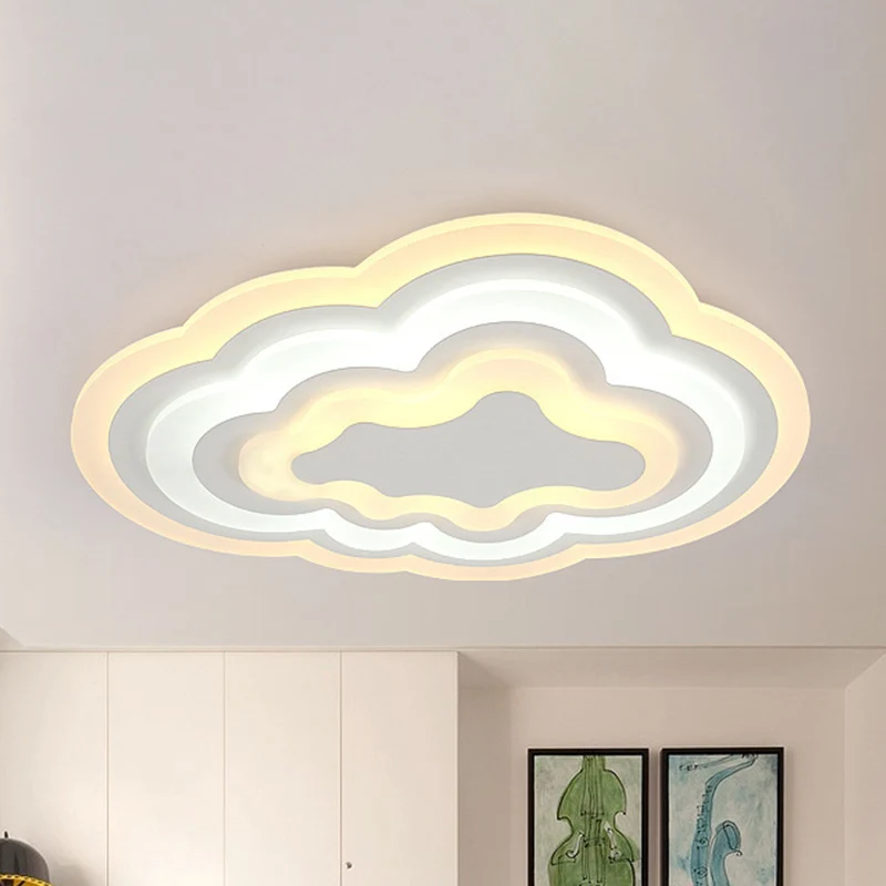 15"/18"/23,5" W Acryl Cloud Flush Light Minimalistische weiße LED-Innenleuchte mit warmem/weißem Licht en multicolore