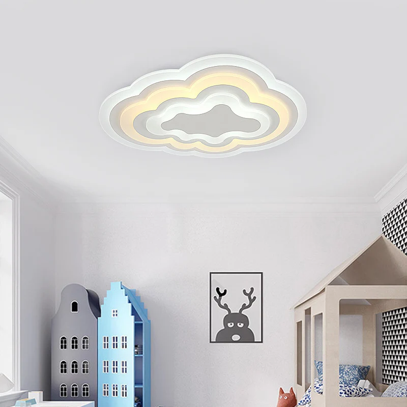 15"/18"/23,5" W Acryl Cloud Flush Light Minimalistische weiße LED-Innenleuchte mit warmem/weißem Licht en multicolore