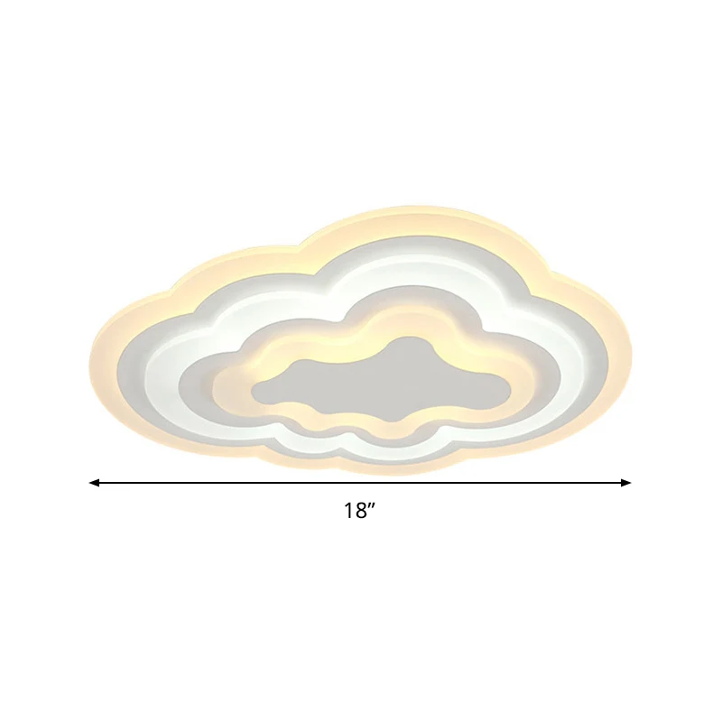 15"/18"/23,5" W Acryl Cloud Flush Light Minimalistische weiße LED-Innenleuchte mit warmem/weißem Licht en multicolore
