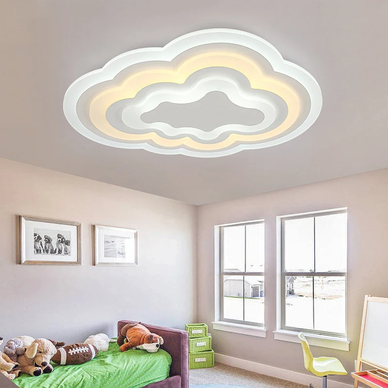 15"/18"/23,5" W Acryl Cloud Flush Light Minimalistische weiße LED-Innenleuchte mit warmem/weißem Licht en multicolore