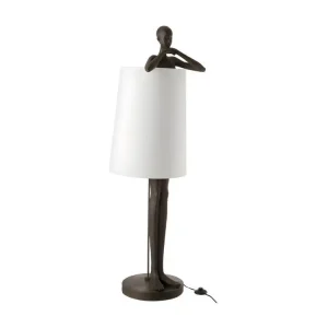 Lampe Homme Resine Marron/Blanc - L 45 x l 43 x H 140 cm avec 16 couleurs RVB