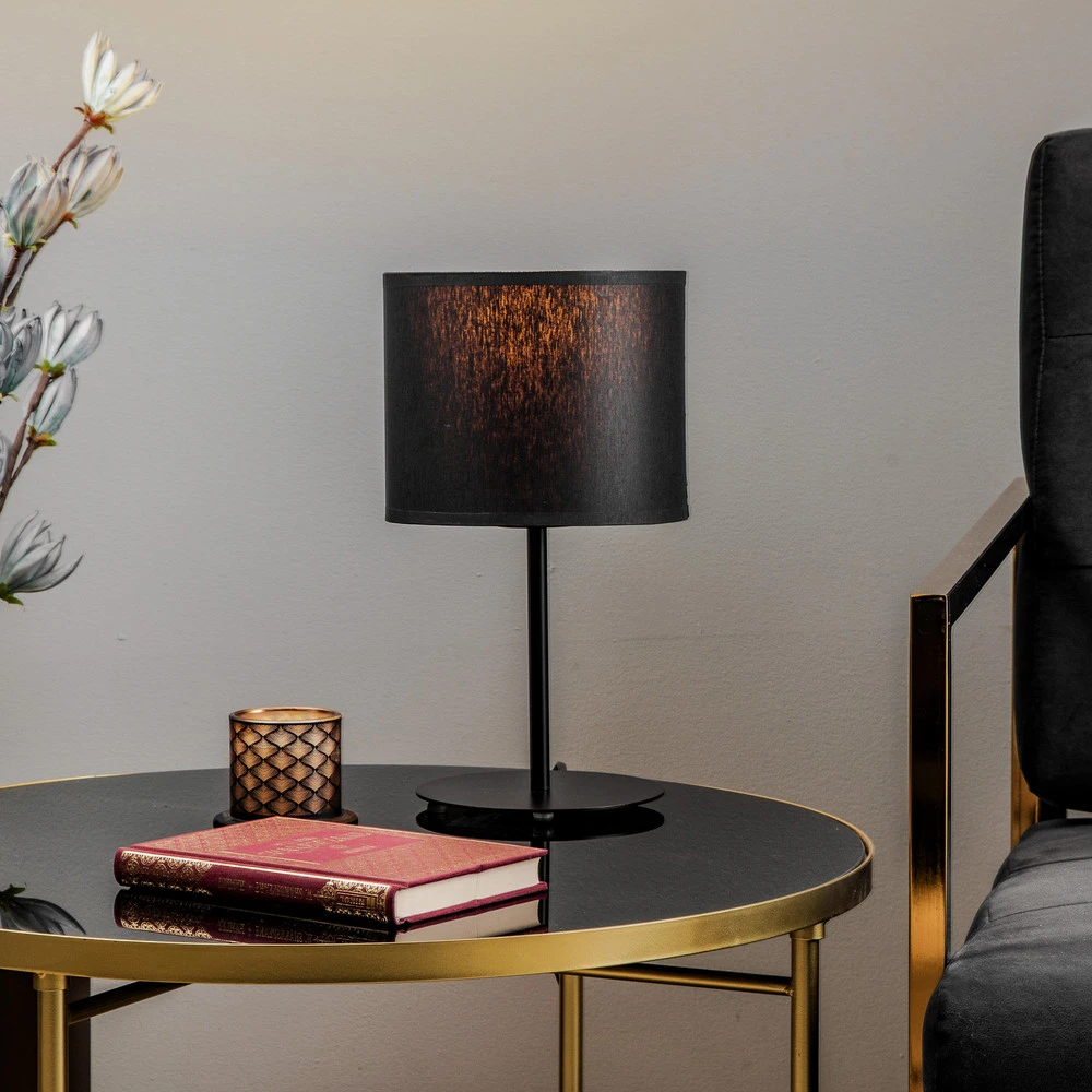 Lampe à lave Lampe à poser Soho, cylindrique H34 cm bleu/doré