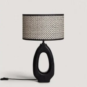 Iluzzia Lampe à Poser Bois Black Darshan ILUZZIA Naturel - Noir en aluminium anodisé